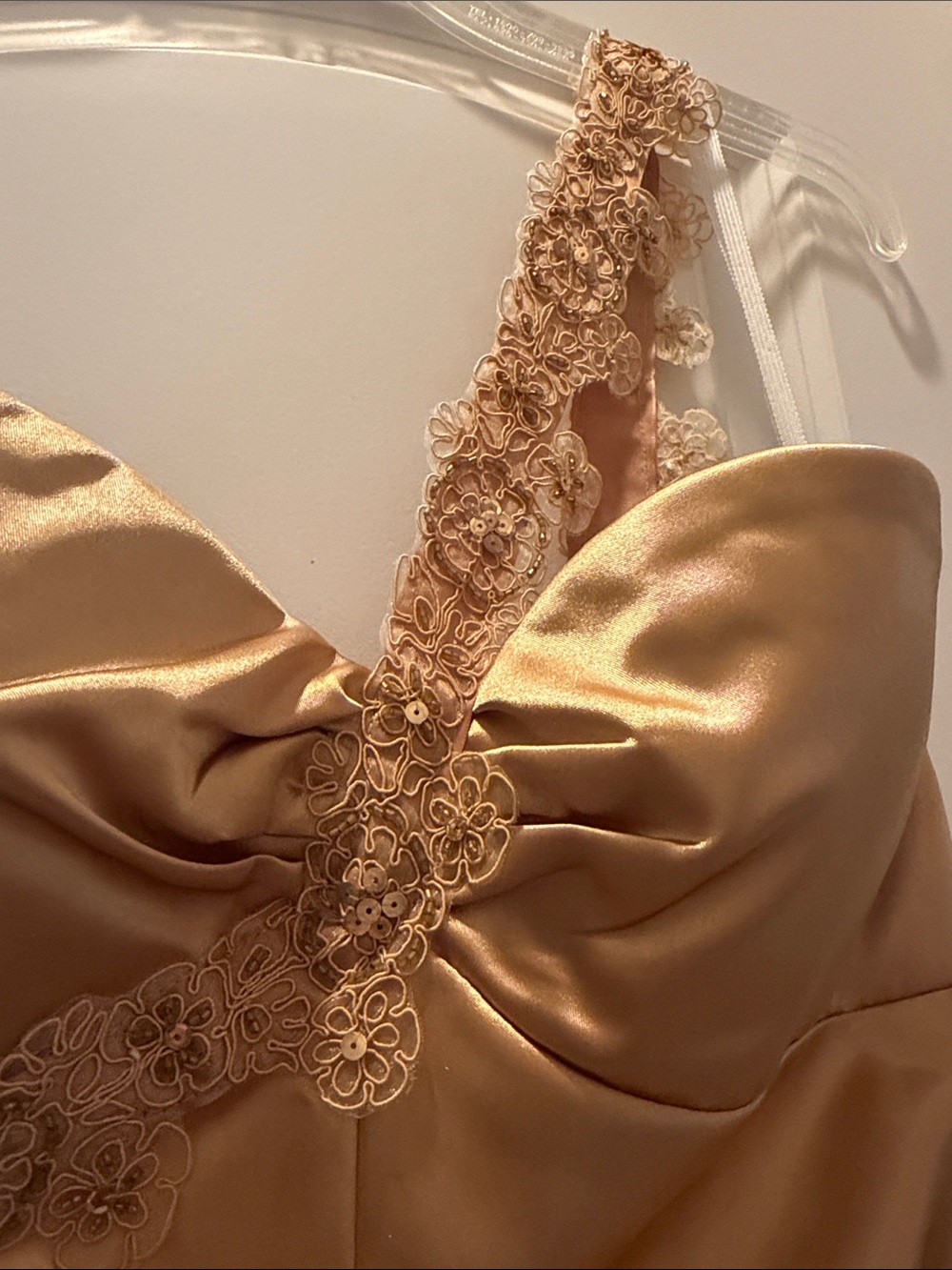Vintage Jump Apparel by Wendye Chaitin Gold One-Shoulder Satin Prom Dress - Picture 4 of 9